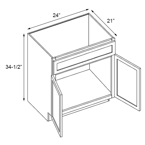 Weston White Shaker Double Door Vanity Cabinet - 24"W x 34-1/2"H