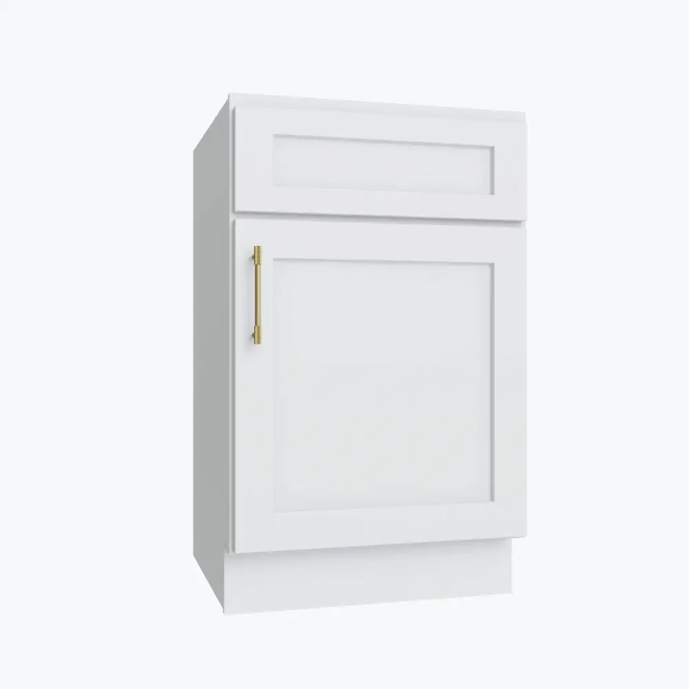 Weston White Shaker Single Door Base Vanity Cabinet - 21"W x 34-1/2"H