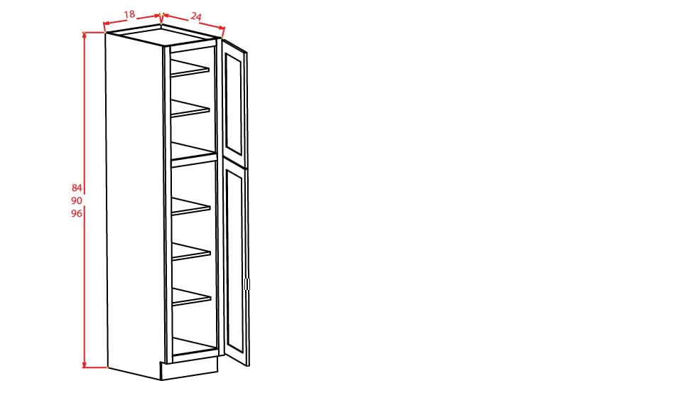 Rift Oak Shaker Wall Pantry - 18"W X 24"D X 84"H