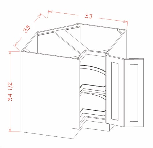 Rift Oak Shaker Lazy Susan Cabinet - 33"W X 34-1/2"H