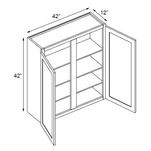 Florence Cream Double Door Wall Cabinet - 42"W x 42"H