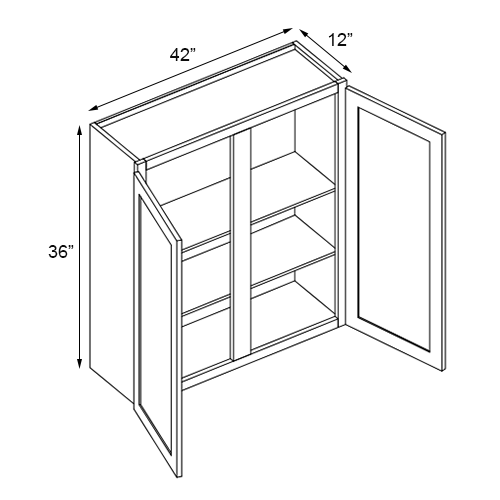 Florence Cream Double Door Wall Cabinet With Center Stile - 42"W x 36"H