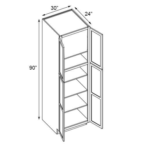 Florence Cream Double Door Pantry Cabinet - 30"W x 90"H