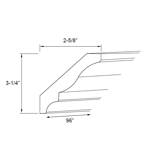 Florence Cream Large Crown Molding - 96"W x 3-1/4"H