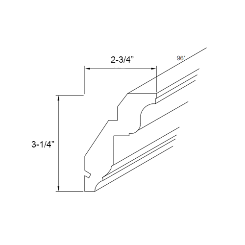 Florence Cream Royal Crown Molding - 96"W x 3-1/4"H