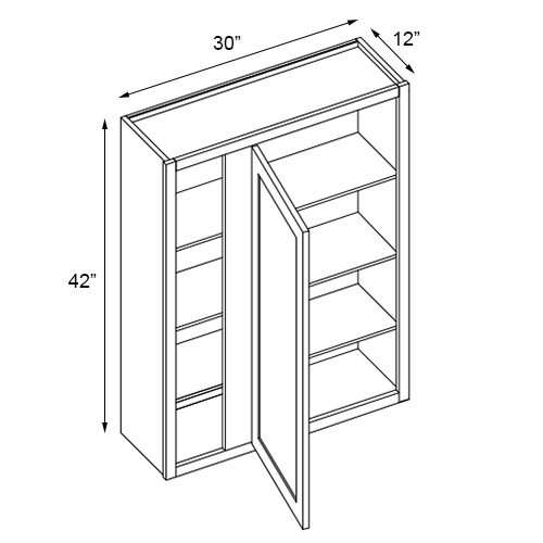 Florence Cream Single Door Blind Wall Cabinet - 30"W x 42"H