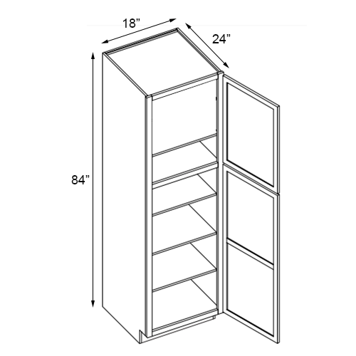 Florence Cream Single Door Pantry Cabinet - 18"W x 84"H
