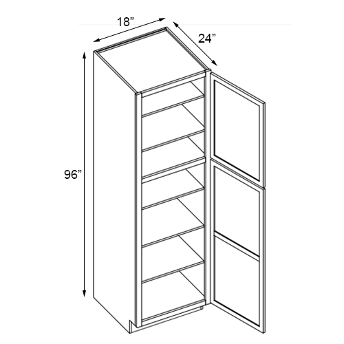 Florence Cream Single Door Pantry Cabinet - 18"W x 96"H