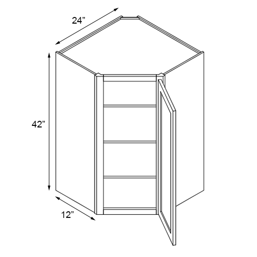Florence Cream Single Door Corner Wall Cabinet - 24"W x 42"H
