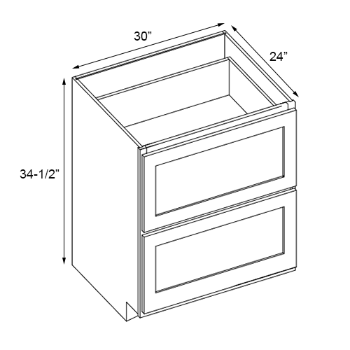Florence Cream 2 Drawer Base Cabinet - 36" W