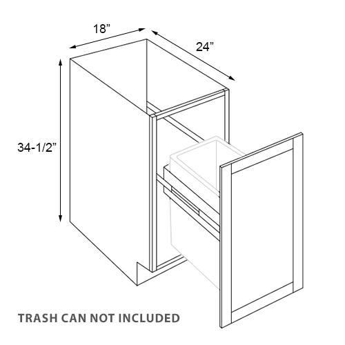 Florence Cream Trash Can Base Cabinet With Full Height Door - 18"W x 34-1/2"H (Trash Can Not Included)