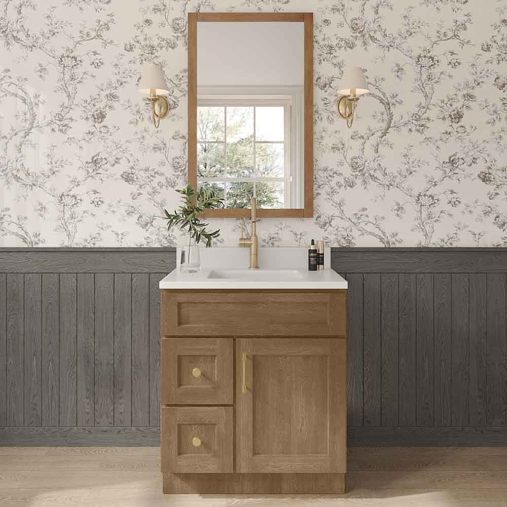 Florence Honey Shaker Vanity Sink Base Left Drawer Stacking Cabinet - 30" W