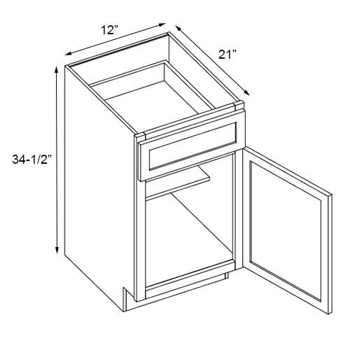 Florence Grey Shaker Single Door Base Vanity Cabinet - 12"W x 34-1/2"H