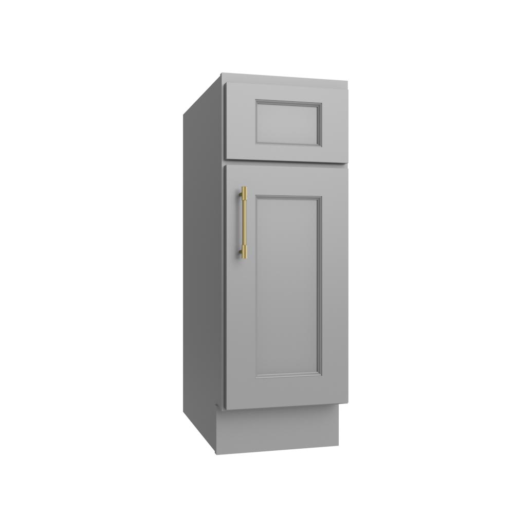 Florence Grey Shaker Single Door Base Vanity Cabinet - 12"W x 34-1/2"H
