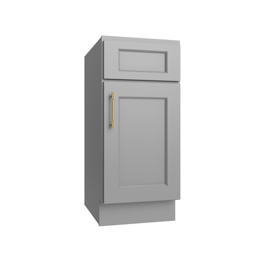 Florence Grey Shaker Single Door Base Vanity Cabinet - 15"W x 34-1/2"H
