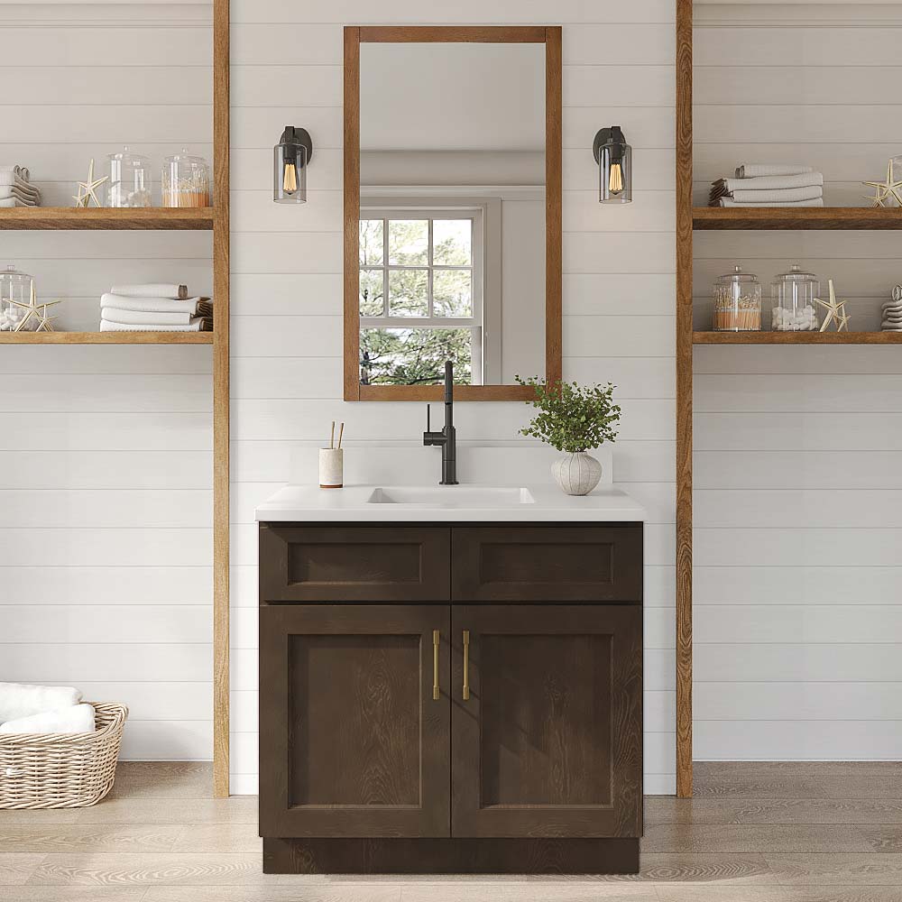 Florence Slate Shaker Double Door Vanity Cabinet - 36"W x 34-1/2"H