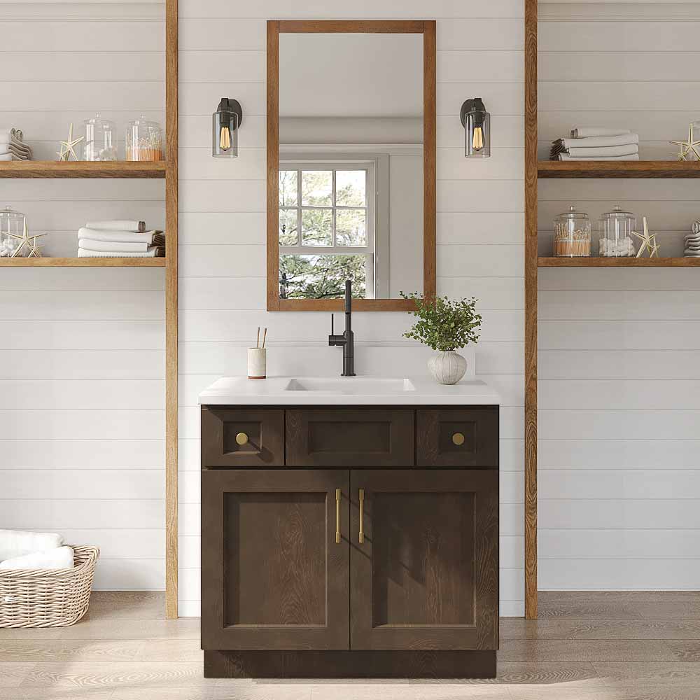 Florence Slate Shaker Double Door Vanity Sink Base Cabinet - 36"W x 34-1/2"H