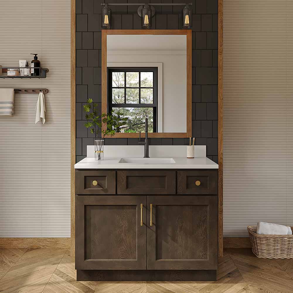 Florence Slate Shaker Double Door Vanity Sink Base Cabinet - 42"W x 34-1/2"H