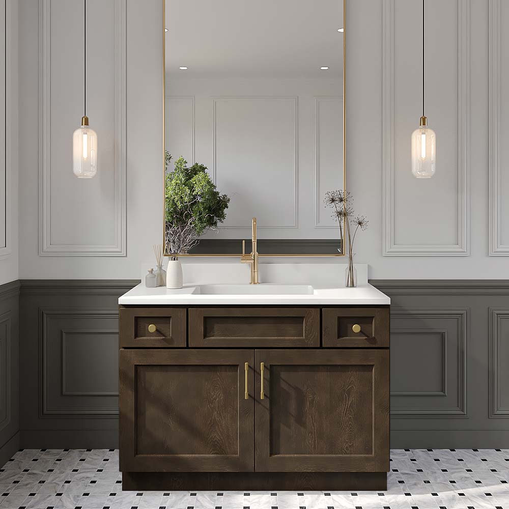 Florence Slate Shaker Double Door Vanity Sink Base Cabinet - 48"W x 34-1/2"H