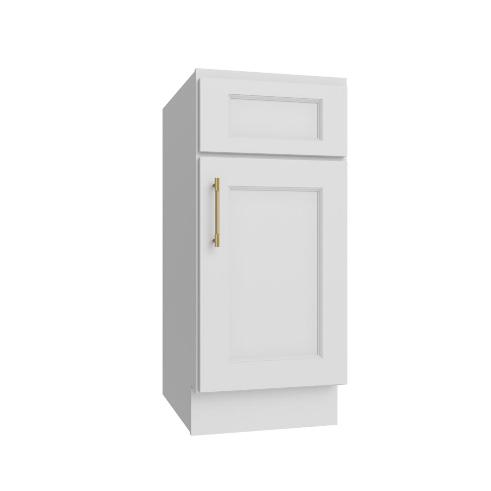 Florence White Shaker Single Door Base Vanity Cabinet - 15"W x 34-1/2"H