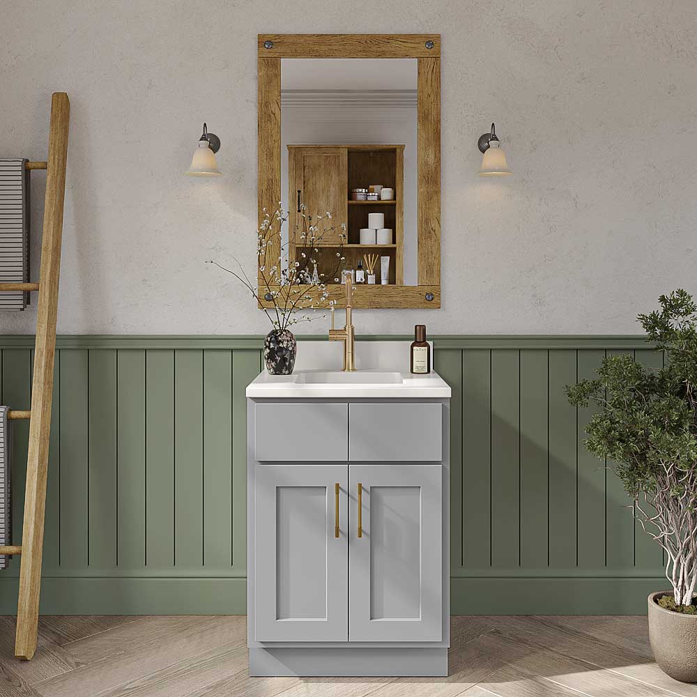 Primary Grey Shaker Double Door Vanity - 24" W x 34.5" H x 21"