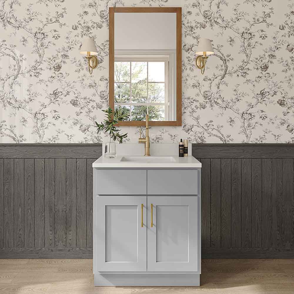 Primary Grey Shaker Double Door Vanity - 30" W x 34.5" H x 21"