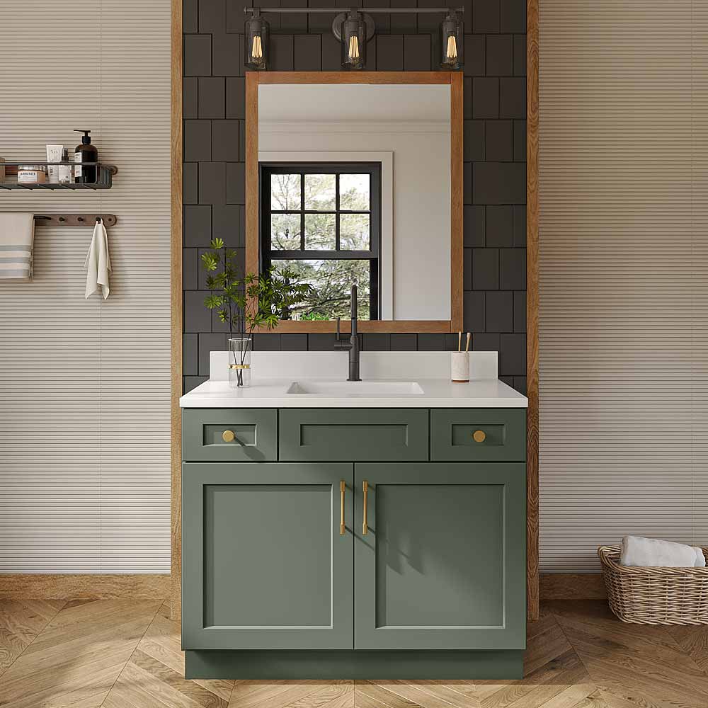 Steel Green Shaker Vanity Sink Combo Base Cabinet - 42"W X 21"D X 34-1/2"H
