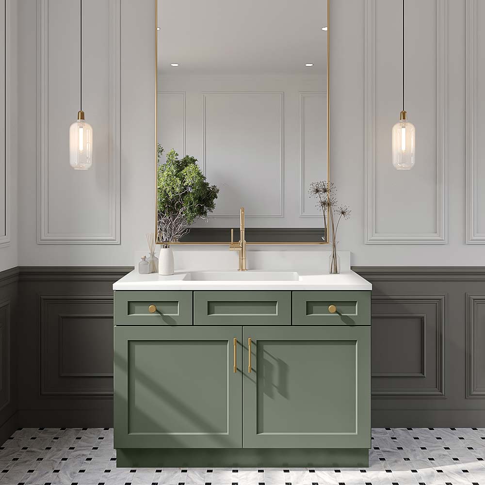Steel Green Shaker Vanity Sink Combo Base Cabinet - 48"W X 21"D X 34-1/2"H