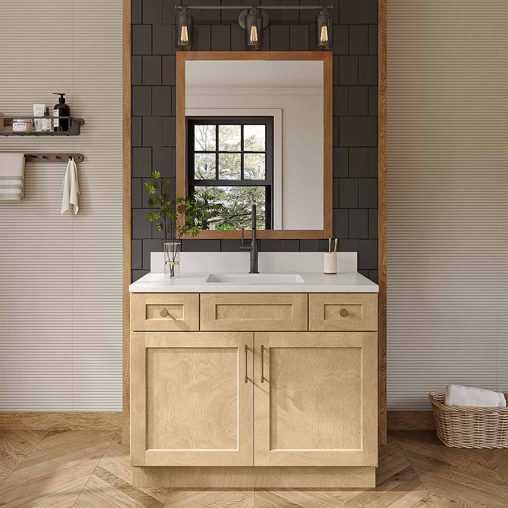 Natural Shaker Vanity Sink Combo Base Cabinet - 42"W X 21"D X 34-1/2"H