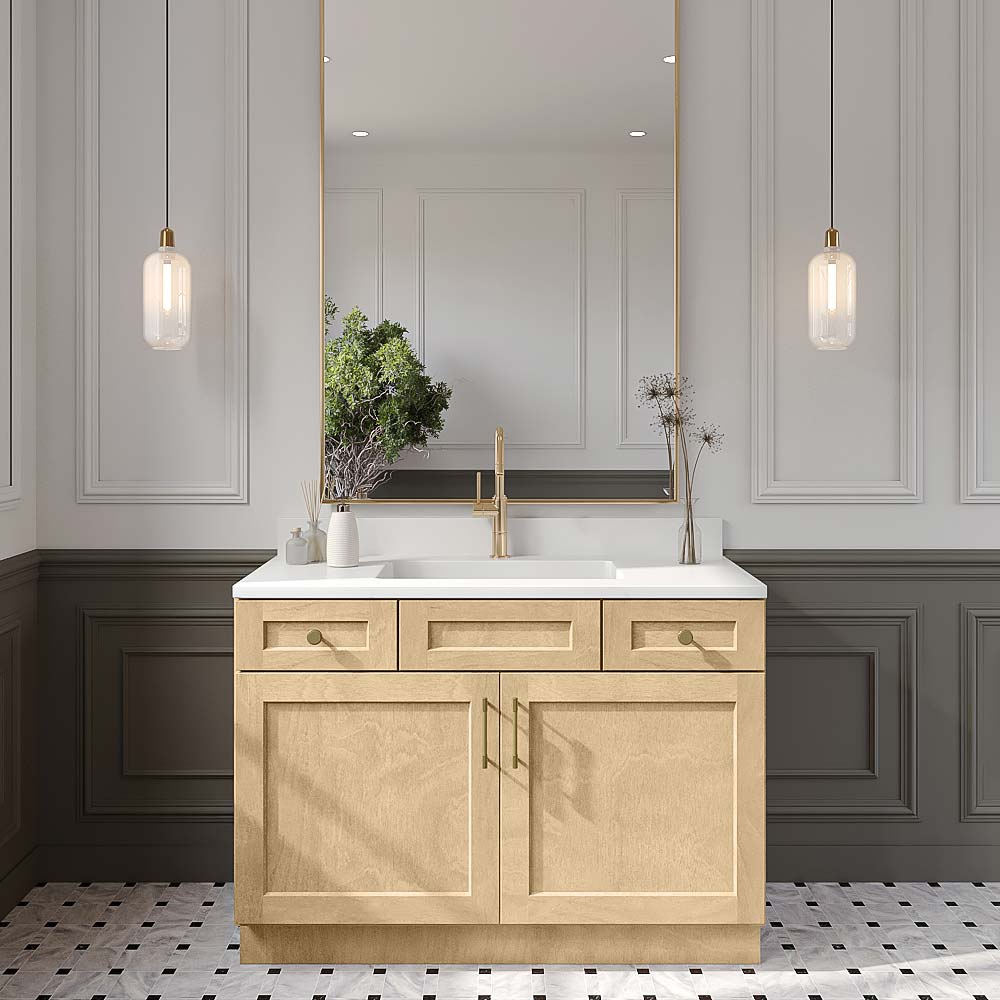 Natural Shaker Vanity Sink Combo Base Cabinet - 48"W X 21"D X 34-1/2"H