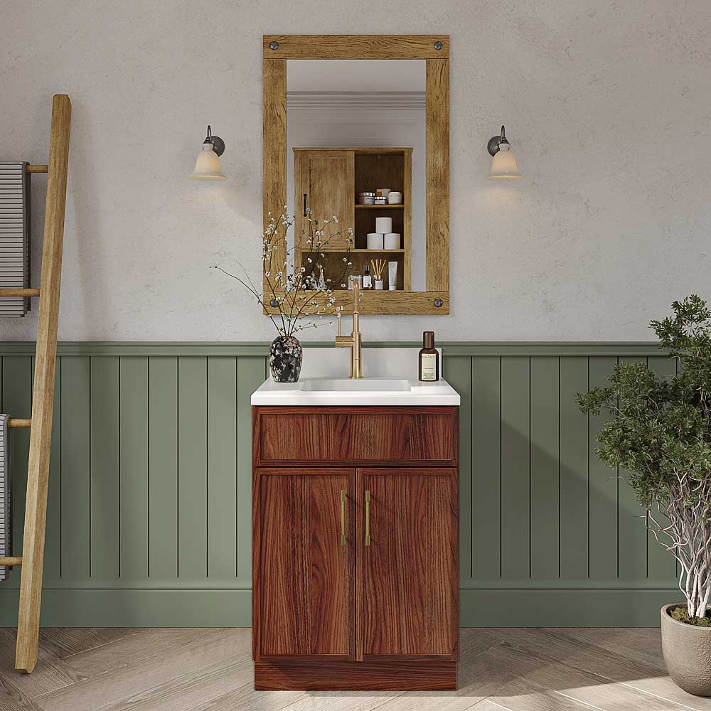 Slim Walnut Shaker Double Door Vanity - 24" W