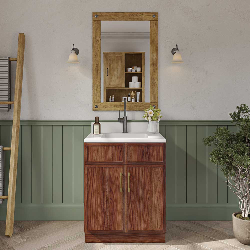 Slim Walnut Shaker Double Door Vanity - 27" W