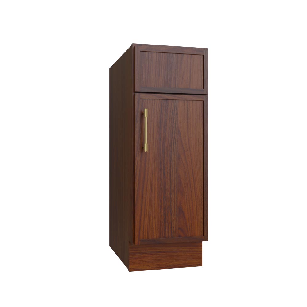 Slim Walnut Shaker Single Door Base Vanity - 12" W