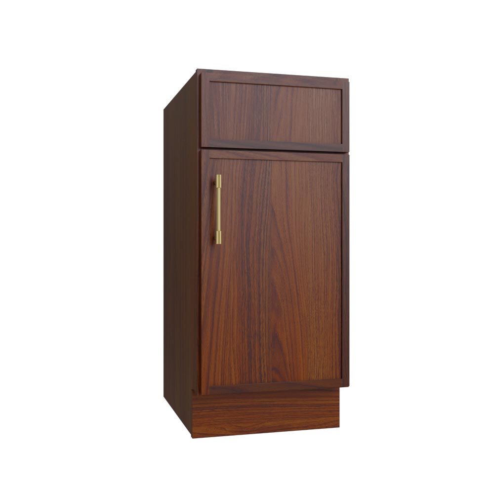 Slim Walnut Shaker Single Door Base Vanity - 15" W