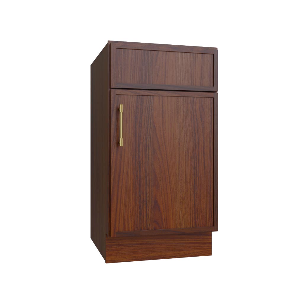 Slim Walnut Shaker Single Door Base Vanity - 18" W