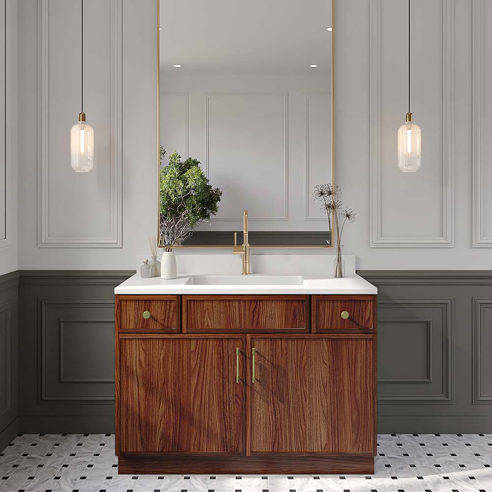 Slim Walnut Shaker Vanity Sink Base - 48" W