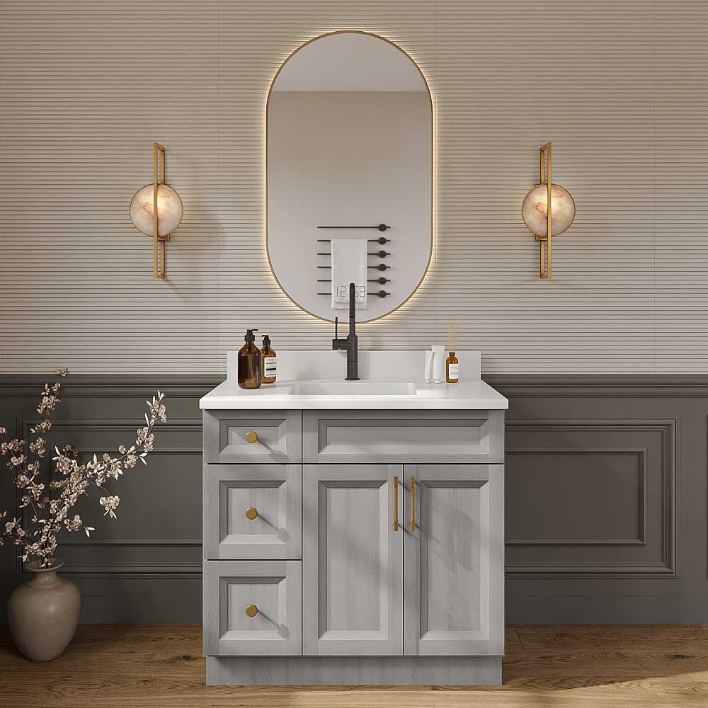 Timber Mist Vanity Sink Base - 36"W X 21"D X 34-1/2"H (Left)