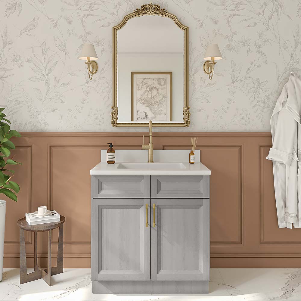 Timber Mist Vanity Sink Base Cabinet - 33"W X 21"D X 34-1/2"H