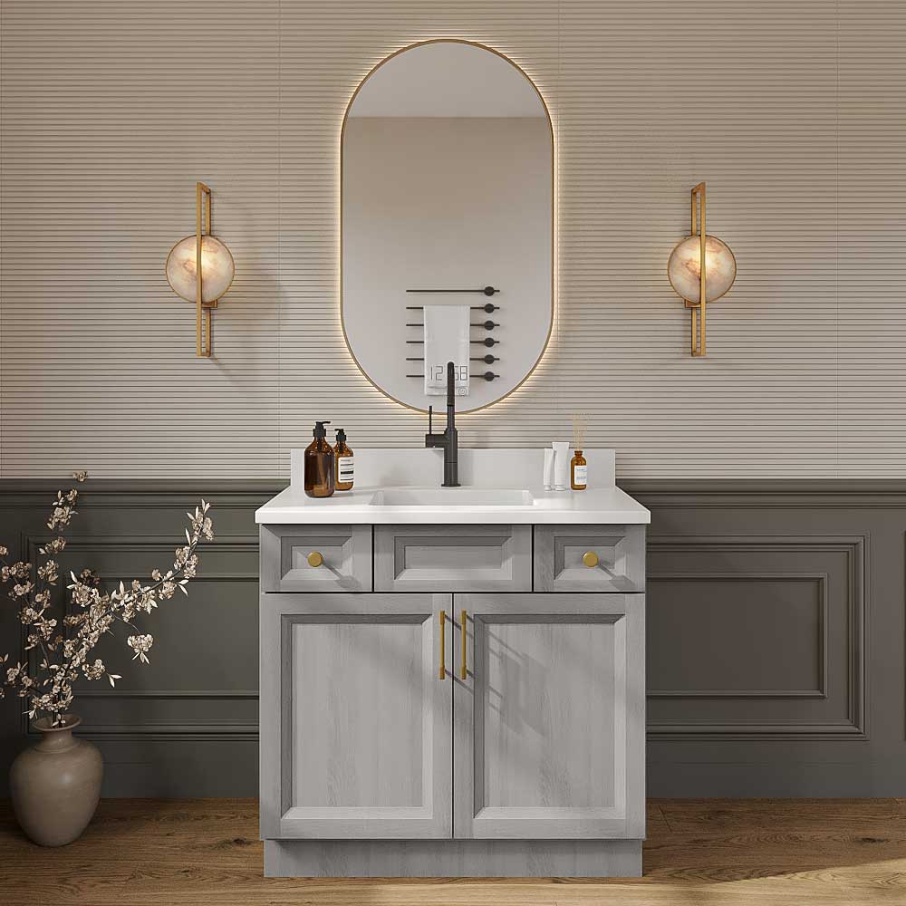 Timber Mist Vanity Sink Combo Base Cabinet - 36"W X 21"D X 34-1/2"H