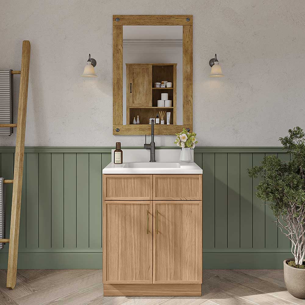 Slim White Oak Double Door Vanity - 27" W