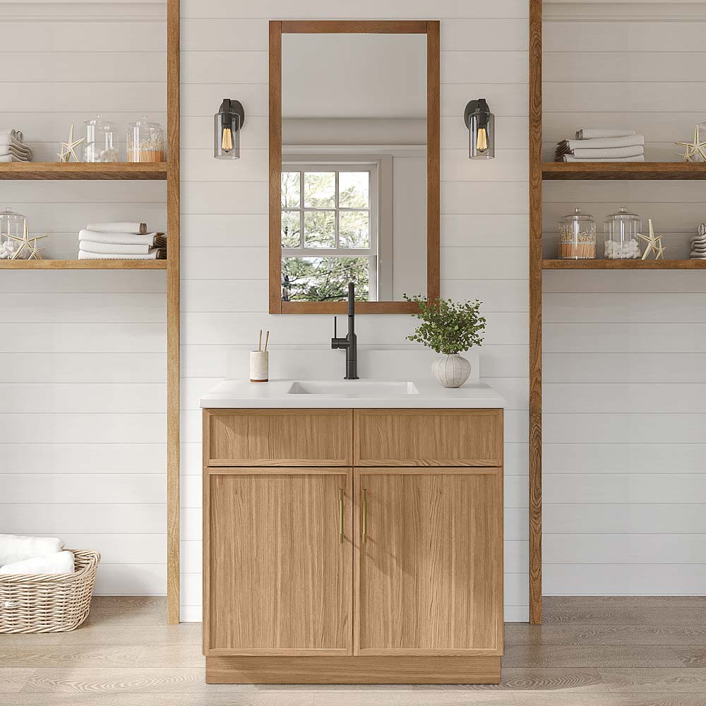 Slim White Oak Double Door Vanity - 36" W