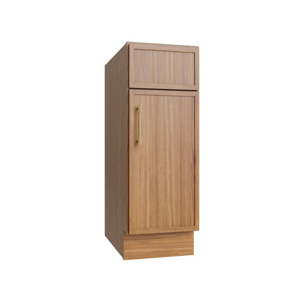 Slim White Oak Single Door Base Vanity - 12" W