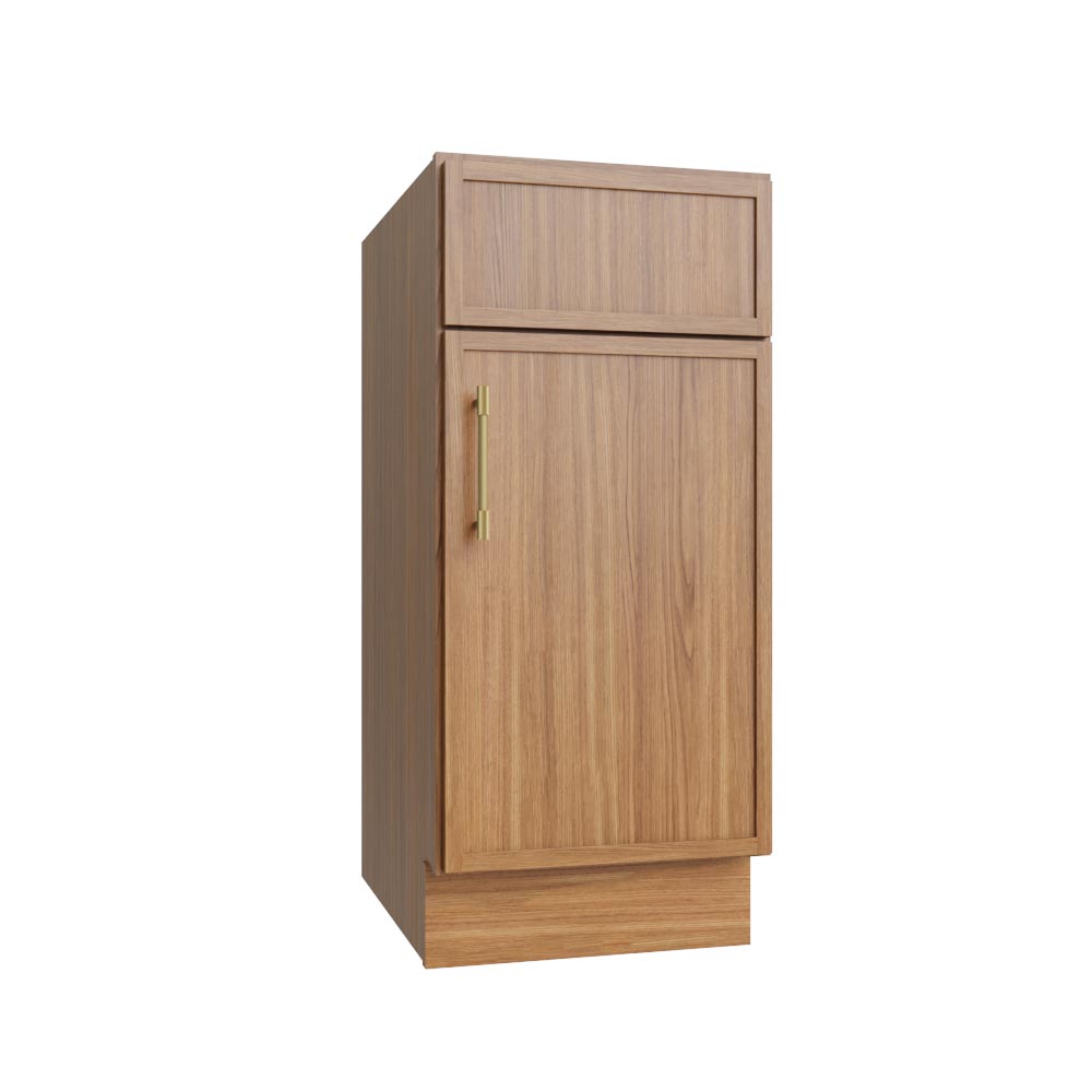 Slim White Oak Single Door Base Vanity - 15" W