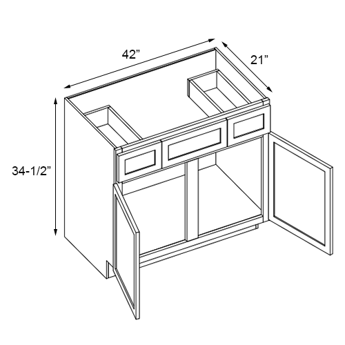 Slim White Oak Vanity Sink Base - 42" W