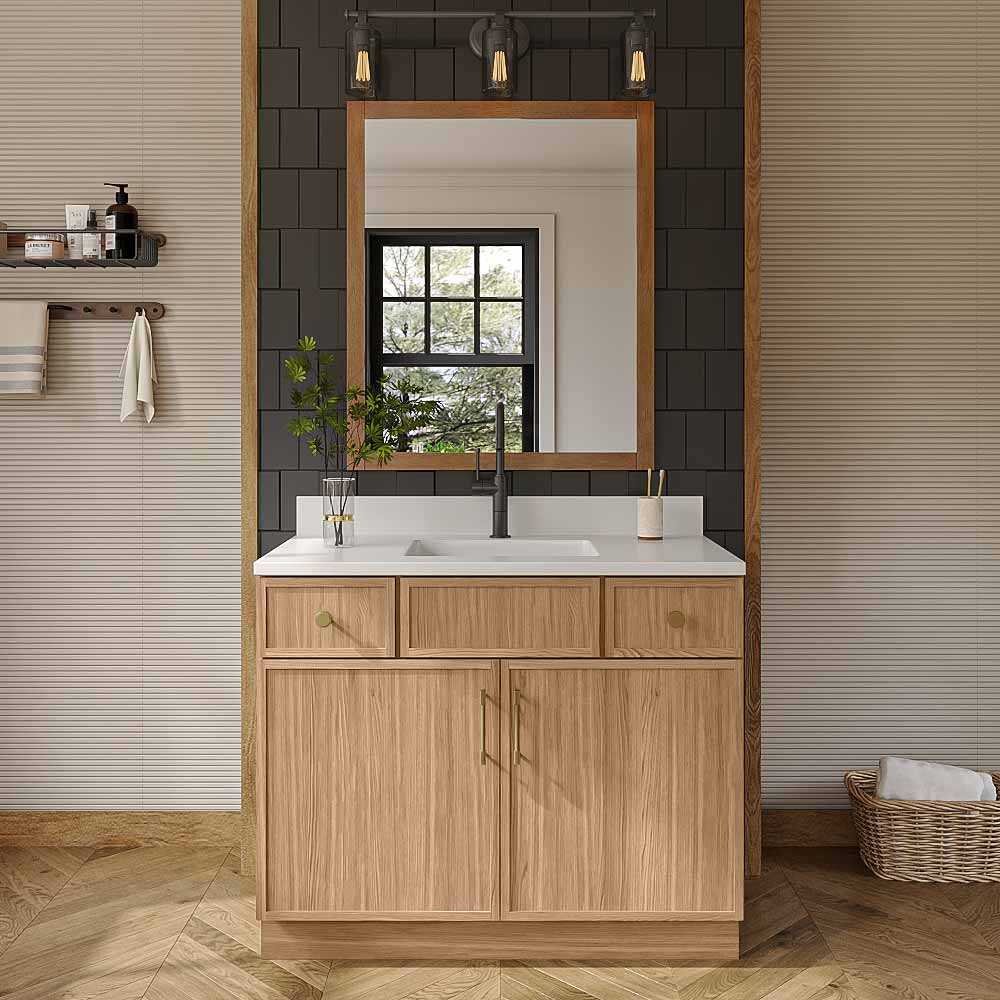 Slim White Oak Vanity Sink Base - 42" W
