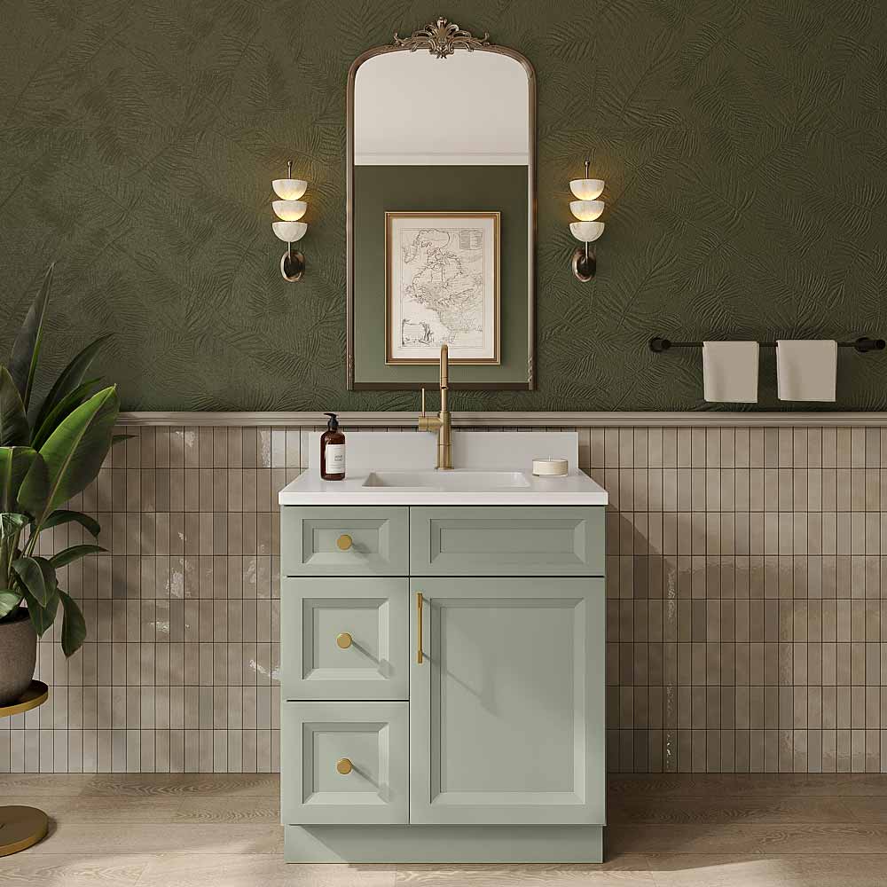 Timber Green Vanity Sink Base - 30"W X 21"D X 34-1/2"H (Left)