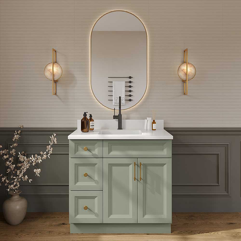 Timber Green Vanity Sink Base - 36"W X 21"D X 34-1/2"H (Left)
