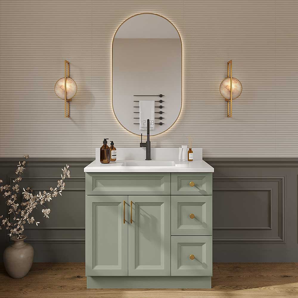 Timber Green Vanity Sink Base - 36"W X 21"D X 34-1/2"H (Right)