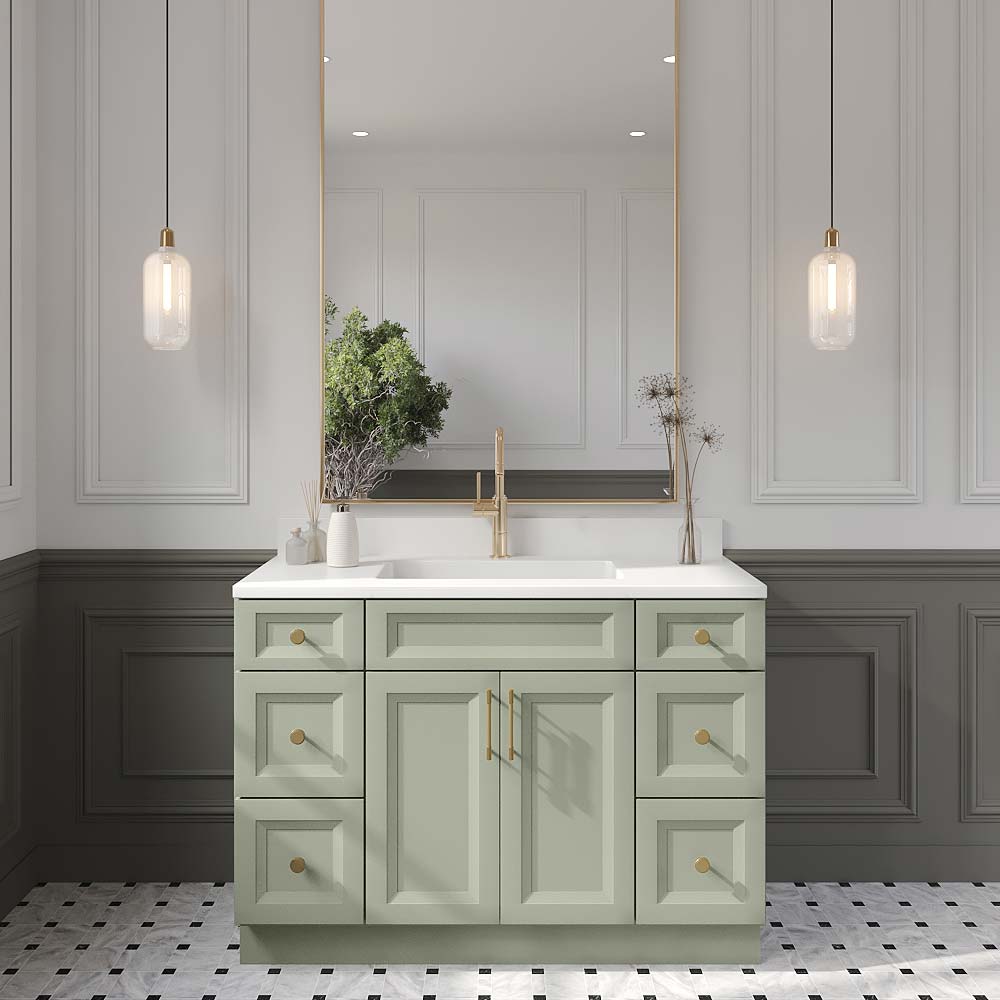 Timber Green Vanity Double Drawer Combo Base Cabinet - 48"W x 34-1/2"H x 21"D