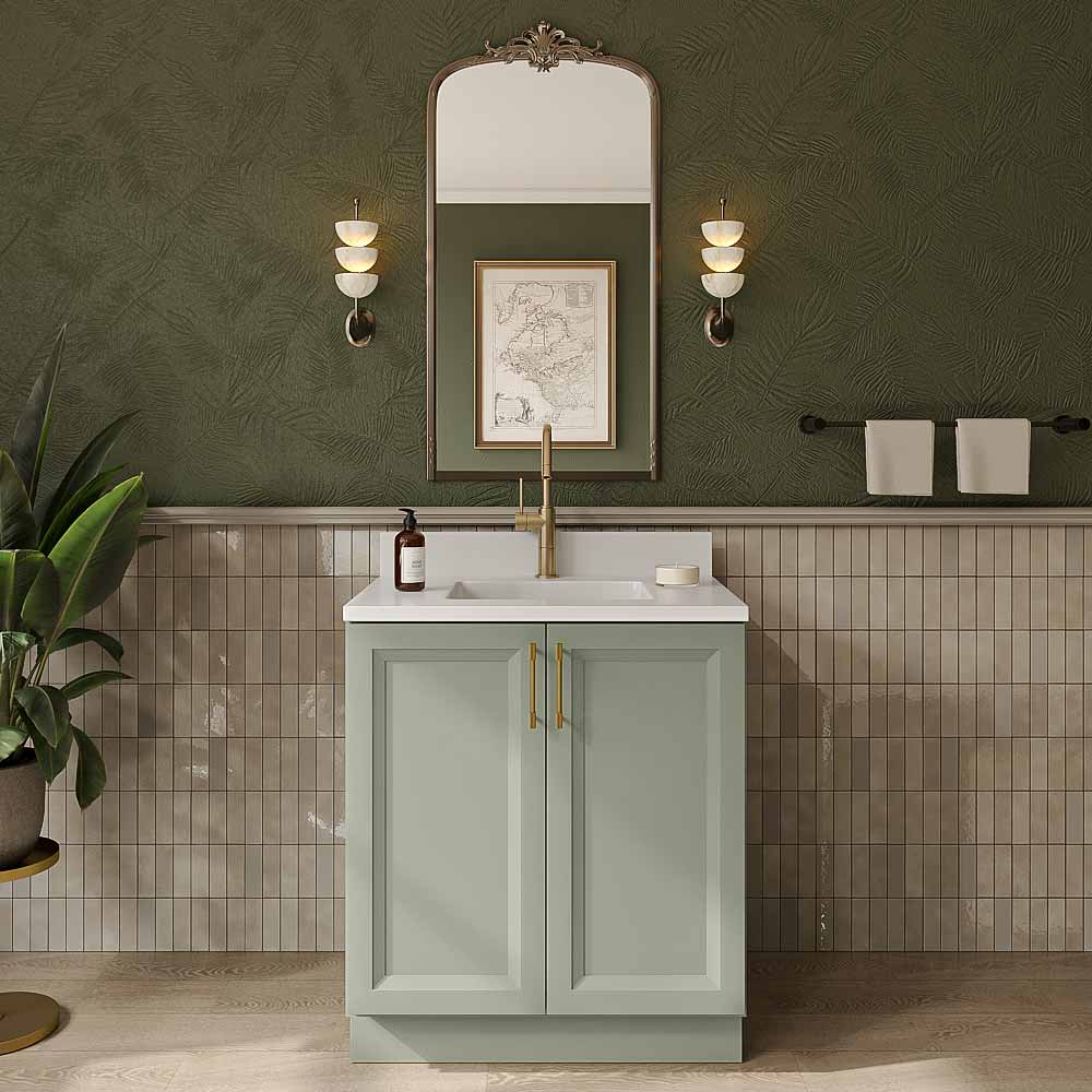 Timber Green Vanity Full Height Door Sink Base Cabinet - 30"W x 34-1/2"H x 21"D